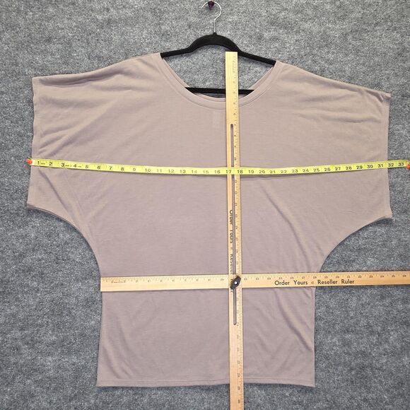 Bella Shirt Womens Large Mauve Dolman Batwing Flowy Top Polyester Viscose Boxy - Picture 3 of 6